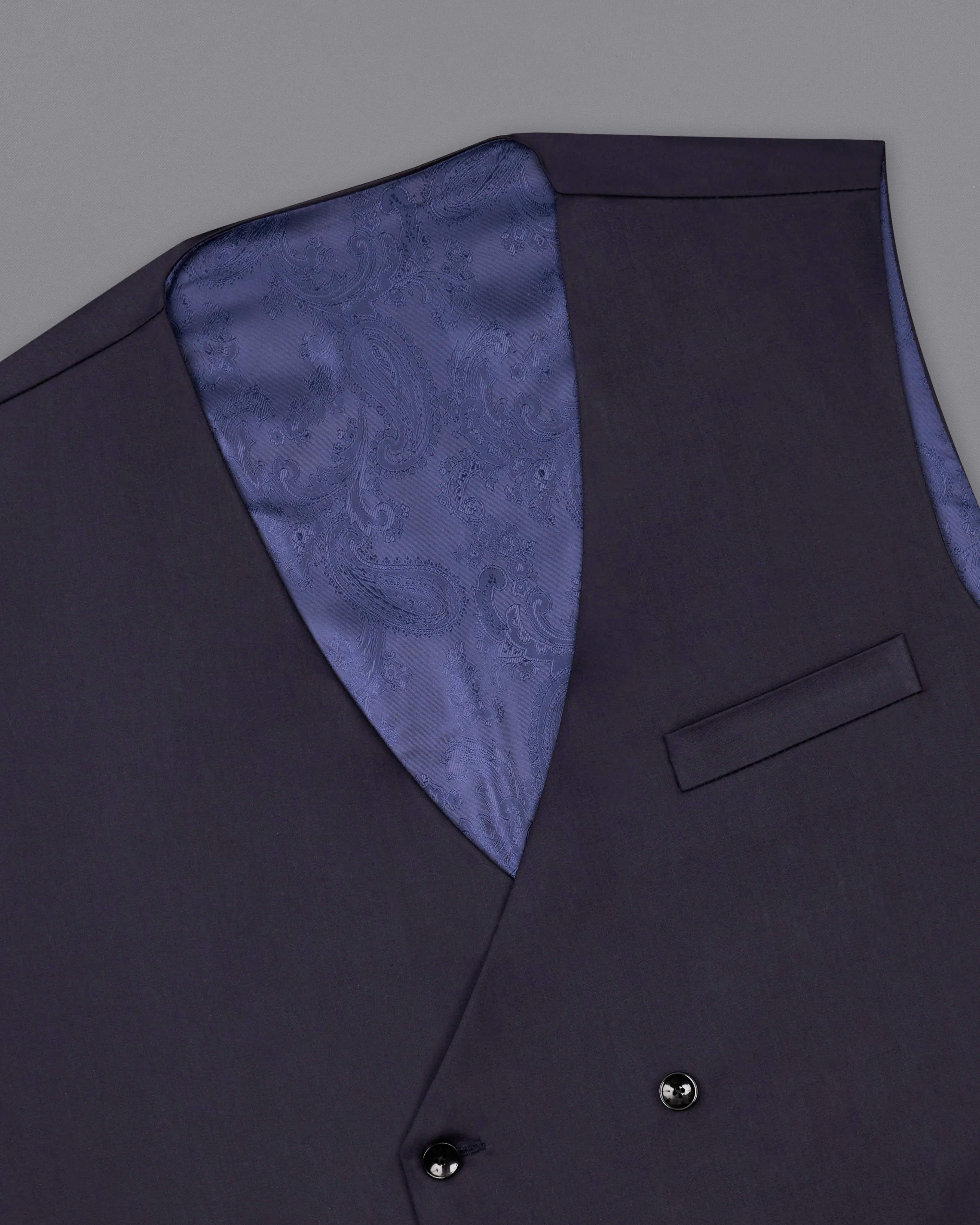 Navy Wool Blend Designer Waistcoat