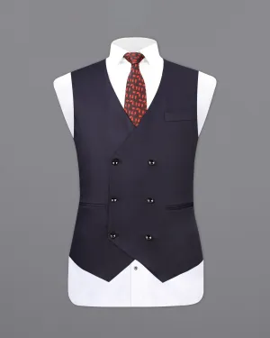 Navy Wool Blend Designer Waistcoat