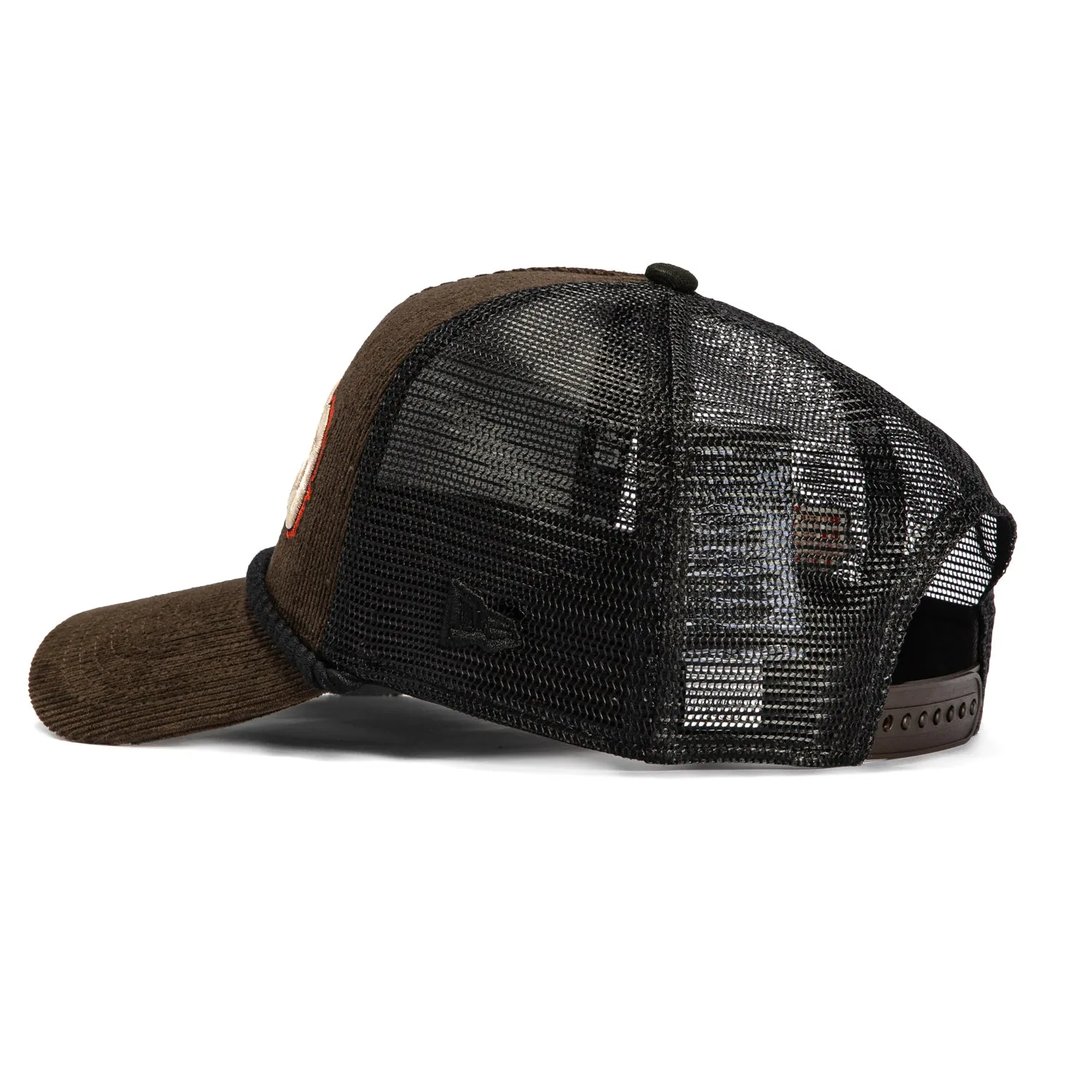 New Era 9Forty A-Frame Corduroy Rope Mexico Logo Patch Snapback Trucker Hat - Brown, Black