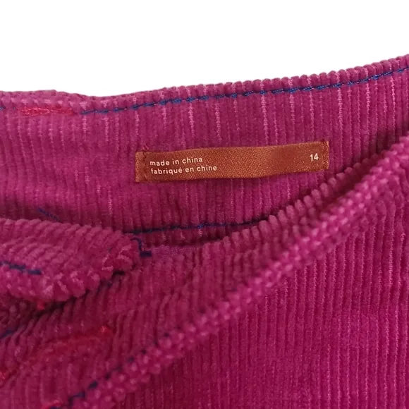 NEW PILCRO ANTHROPOLOGIE Magenta Pink Corduroy Button Fly Pencil Skirt 14