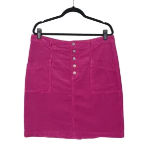 NEW PILCRO ANTHROPOLOGIE Magenta Pink Corduroy Button Fly Pencil Skirt 14