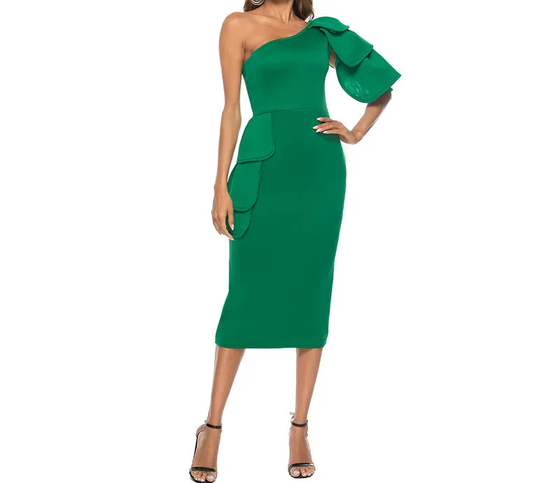 New Ruffled Off-the-shoulder Sexy Evening Dress