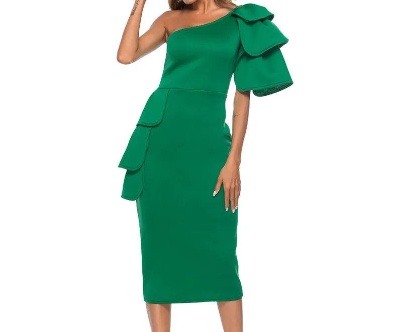 New Ruffled Off-the-shoulder Sexy Evening Dress