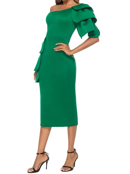 New Ruffled Off-the-shoulder Sexy Evening Dress