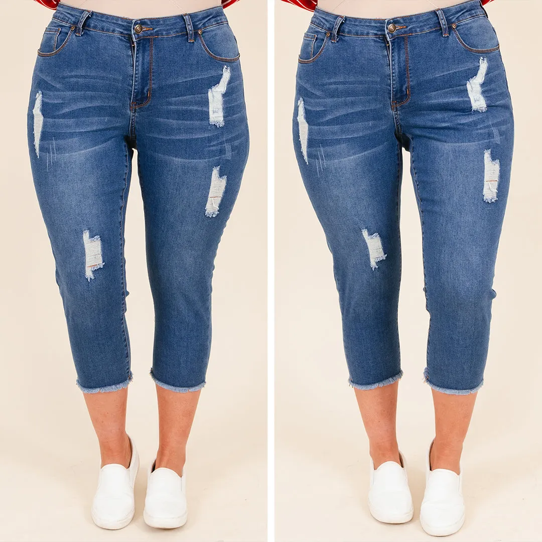 No Matter What Capris, Medium Wash