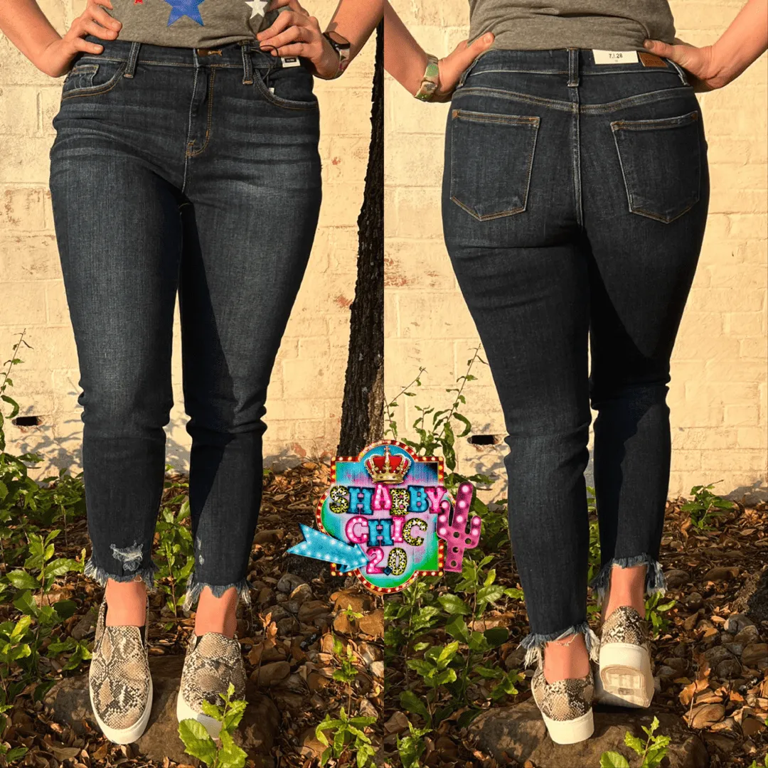 Non Distresssed Judy Blue Dark Denim Jeans