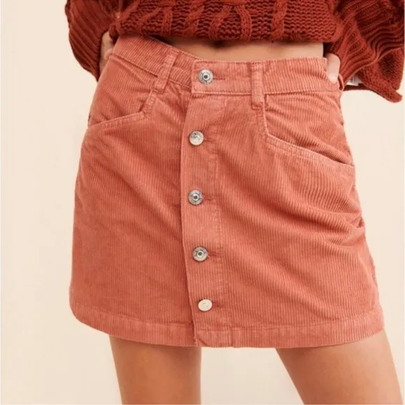 NWT Free People | Ray Cord Mini Skirt in Myrrh | Size 8