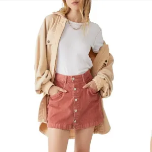 NWT Free People | Ray Cord Mini Skirt in Myrrh | Size 8