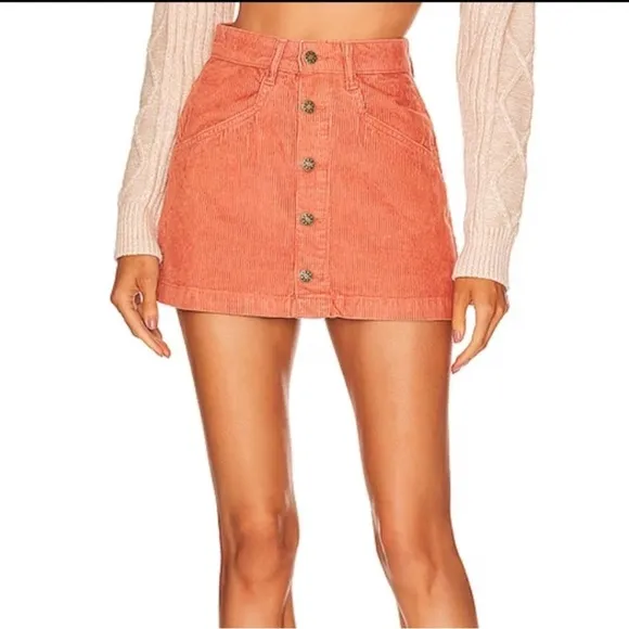 NWT Free People | Ray Cord Mini Skirt in Myrrh | Size 8