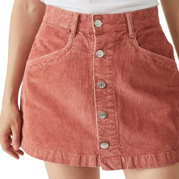 NWT Free People | Ray Cord Mini Skirt in Myrrh | Size 8