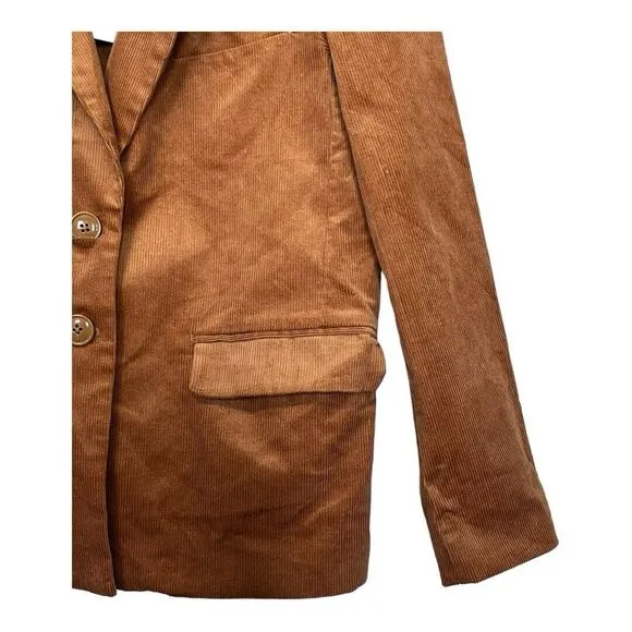 NWT Steve Madden Women’s Corduroy Blazer Jacket Brown Gold S