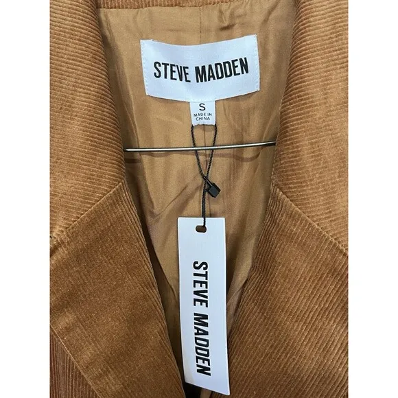 NWT Steve Madden Women’s Corduroy Blazer Jacket Brown Gold S