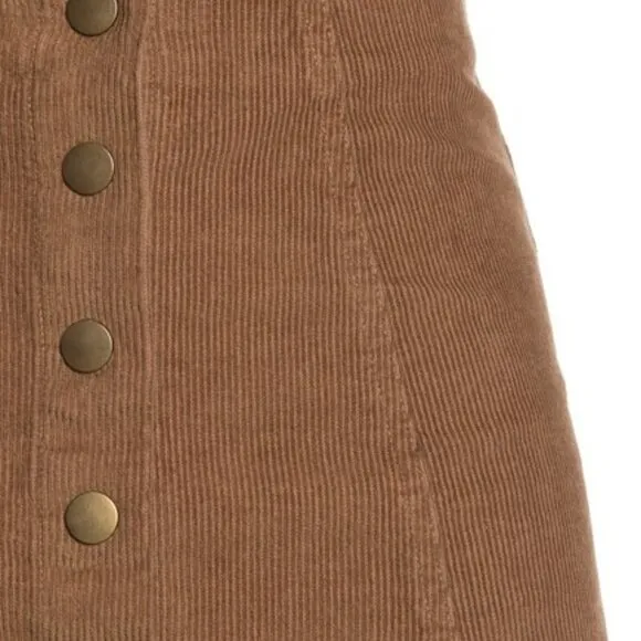 NWT Wish List Rust Brown Cords Corduroy A-Line Flare Skater Button Mini Skirt L