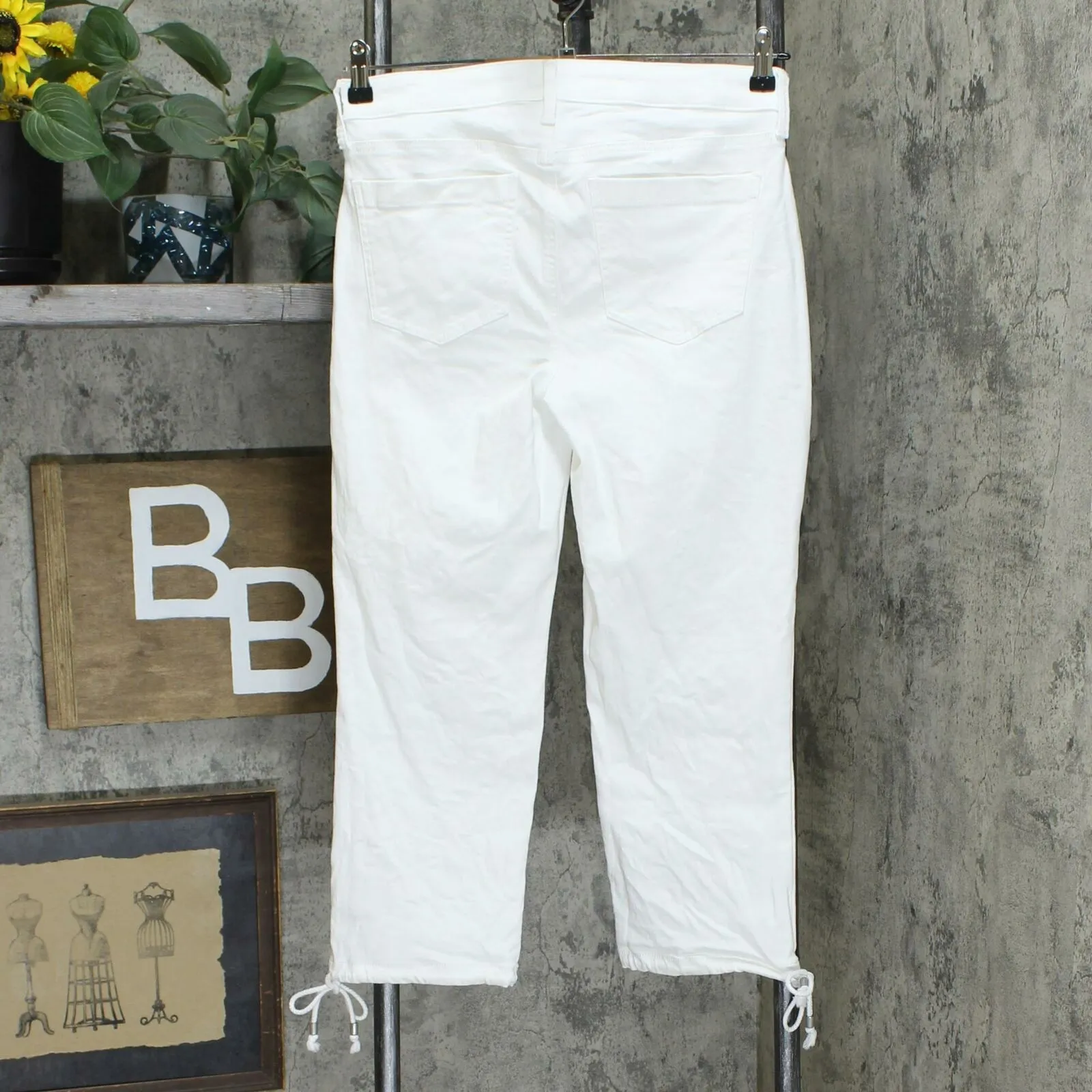 NYDJ Women's Capri Jeans With Drawcord Hem Optic White 8