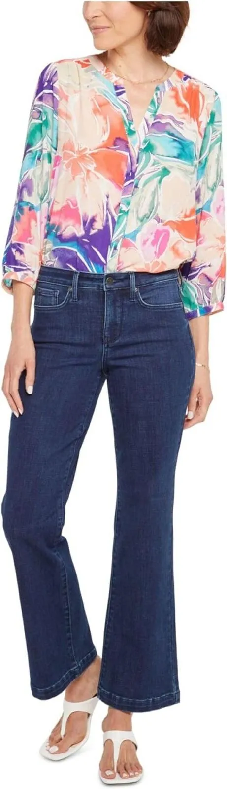 NYDJ Womens Denim Stretch Mid-Rise Flare Jeans MSHD8611