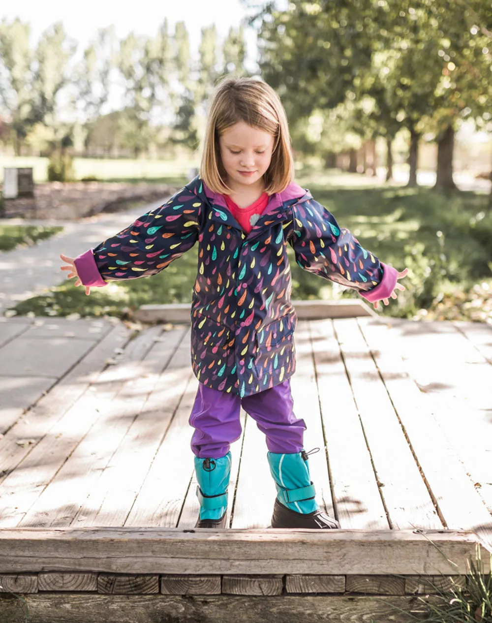 Oakiwear Kids Waterproof Rain Pants Boys Girls, Galaxy Purple