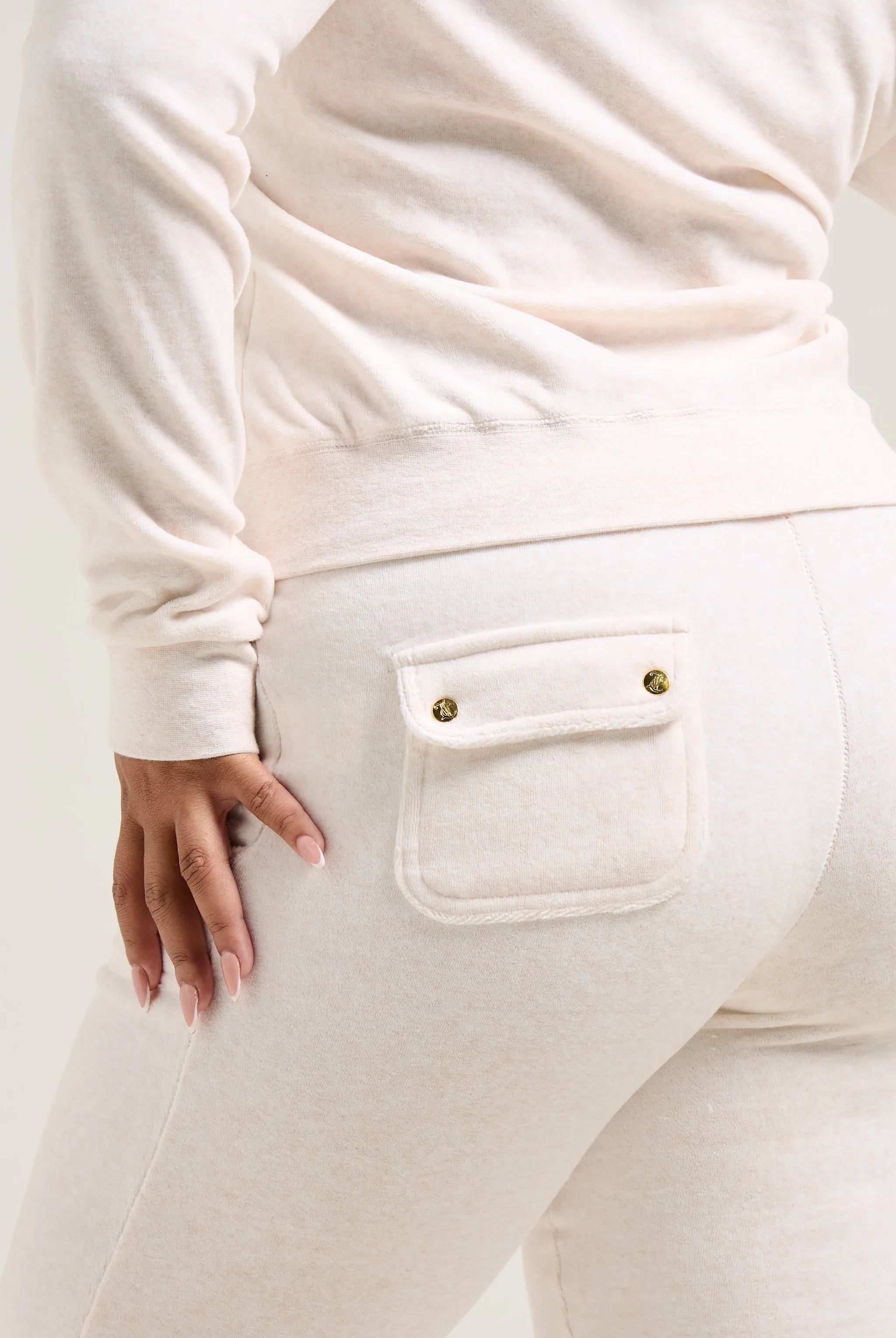 OATMEAL MARL & GOLD COTTON VELOUR DEL RAY POCKETED BOTTOMS