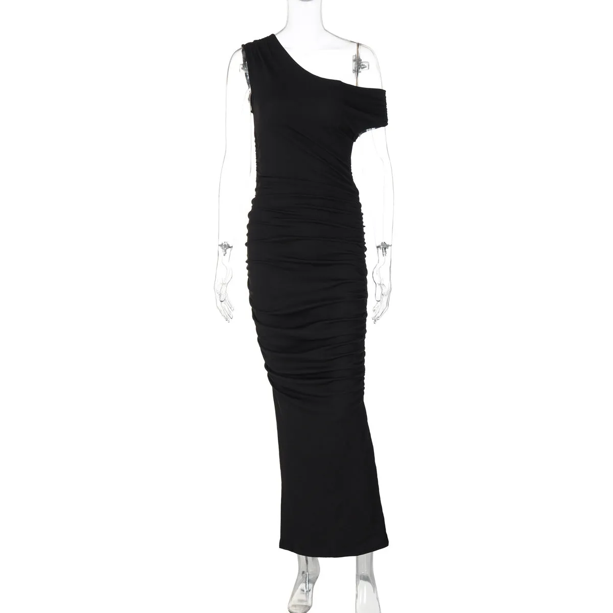 Off Shoulder Ruched Maxi Dress