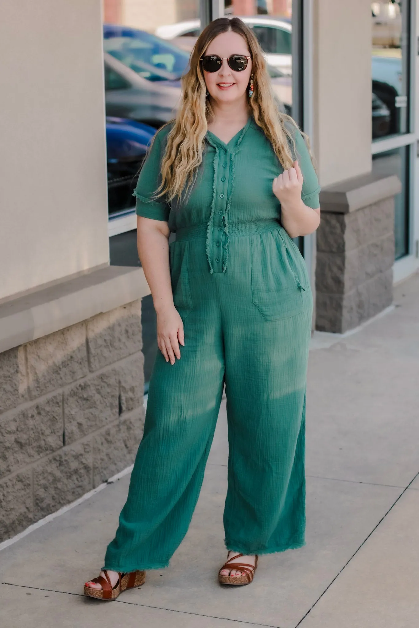 Off to Work Lagoon Jumpsuit