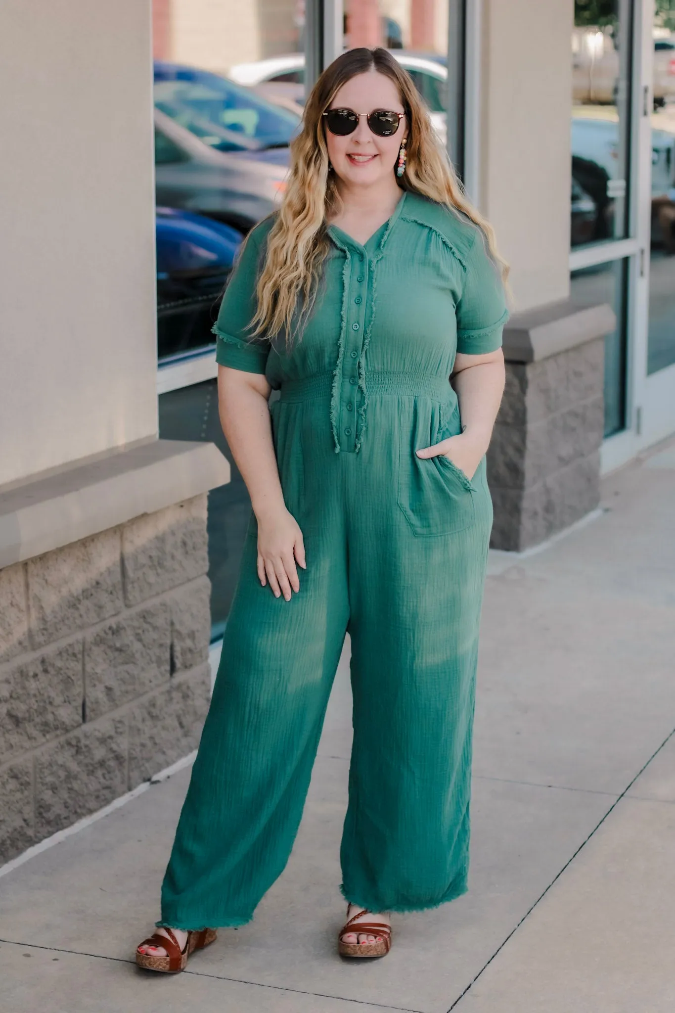 Off to Work Lagoon Jumpsuit
