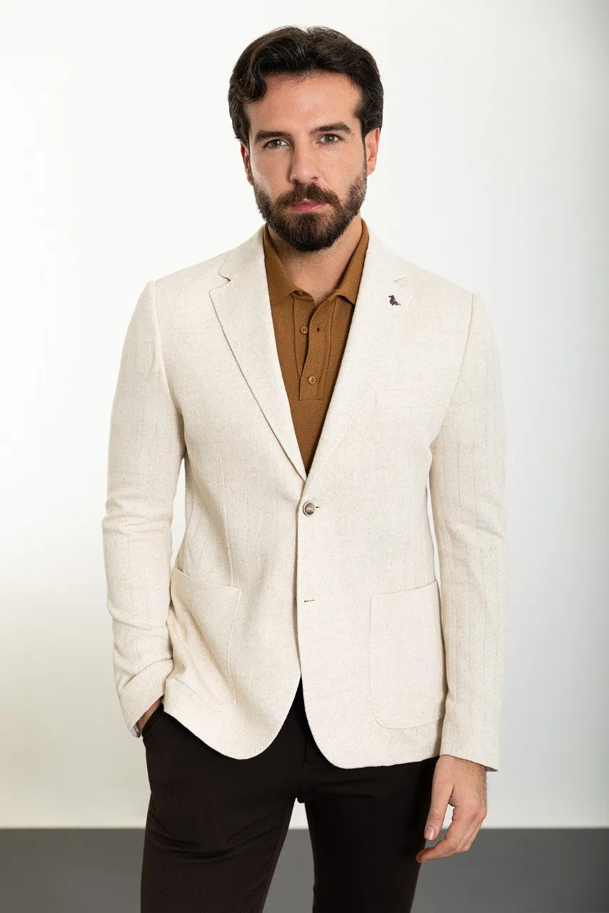 Off-White Linen Blend Two-Button Blazer