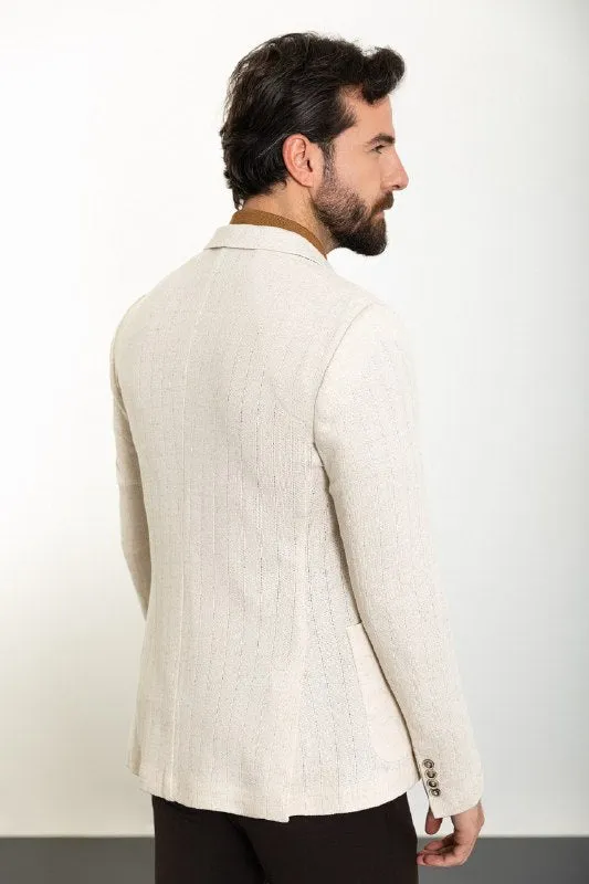 Off-White Linen Blend Two-Button Blazer