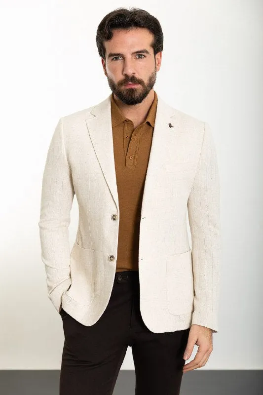 Off-White Linen Blend Two-Button Blazer