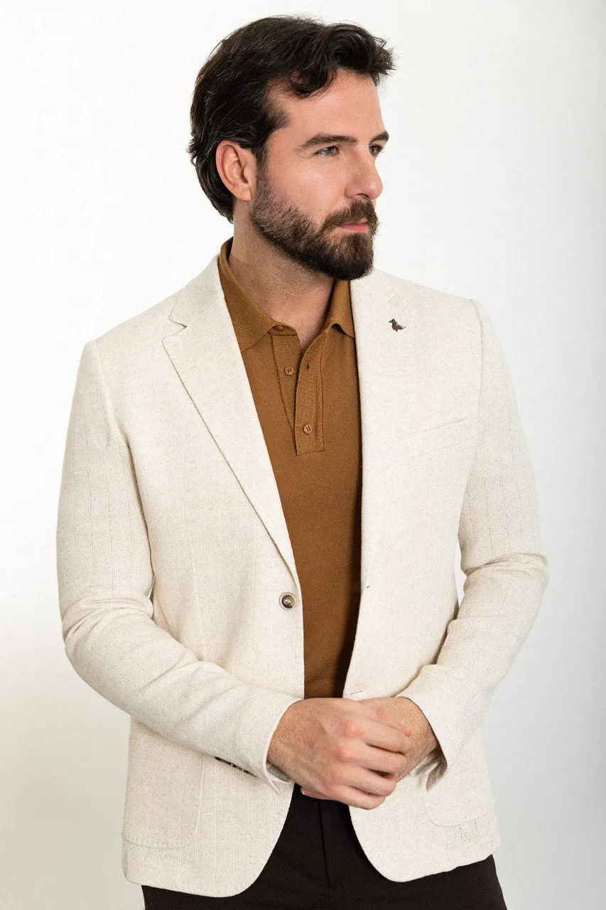 Off-White Linen Blend Two-Button Blazer