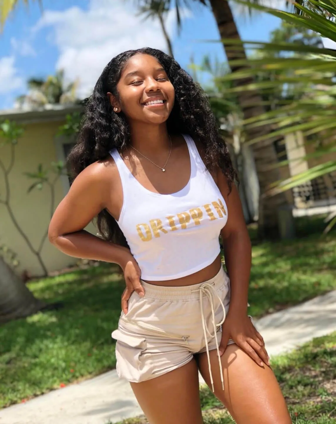 OG Gold Glitter Drippin (V2) | White Crop Top Tank