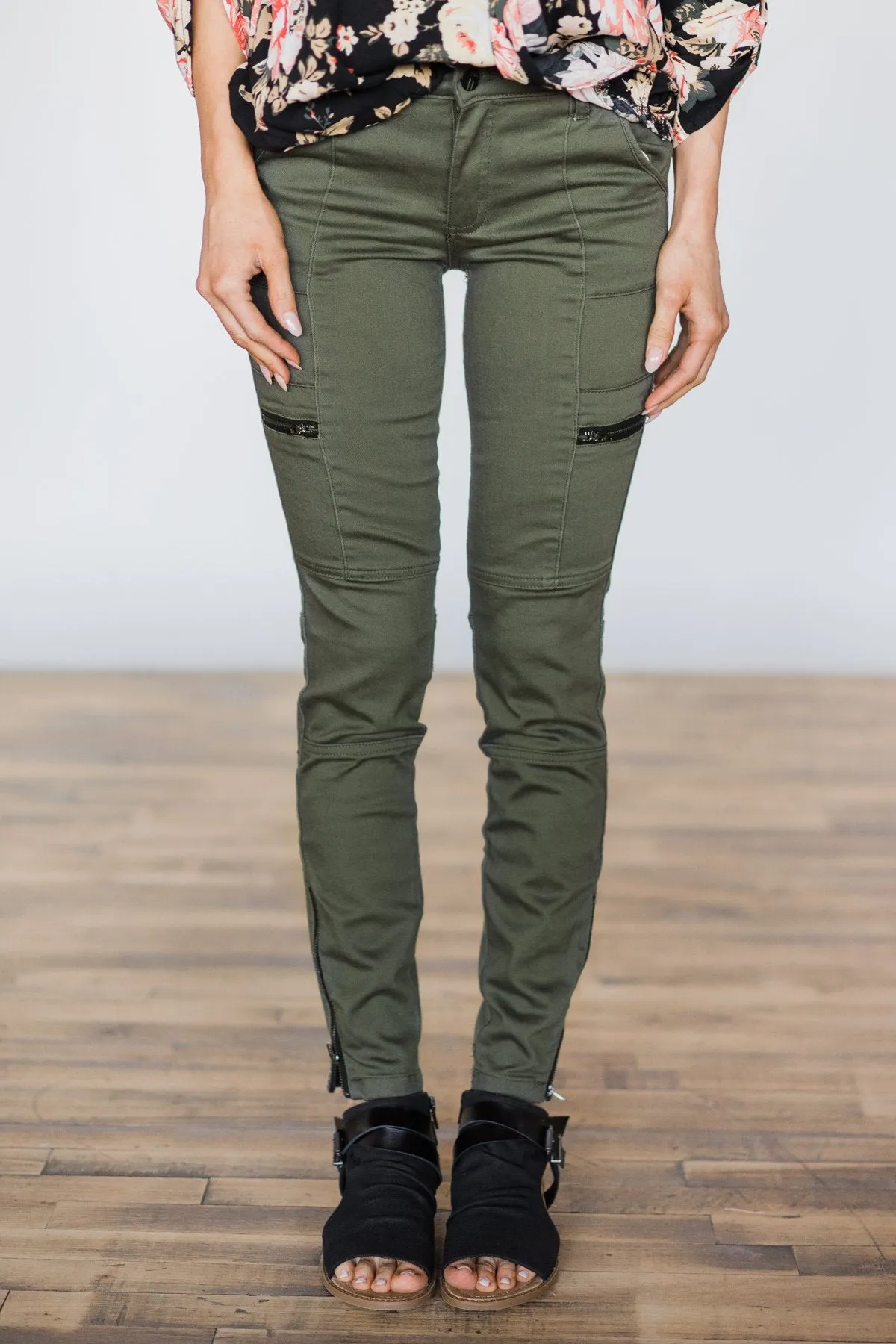 Olive Moto Pants
