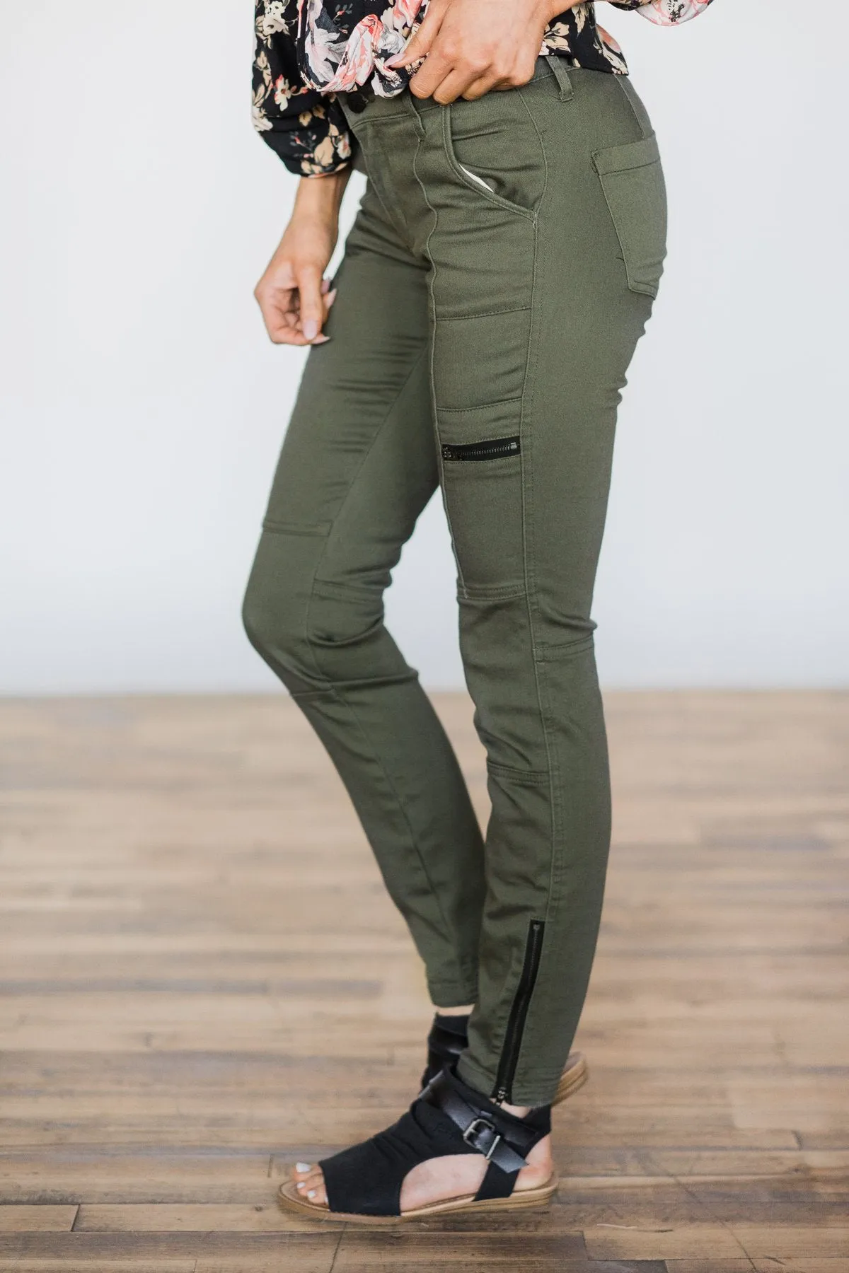 Olive Moto Pants