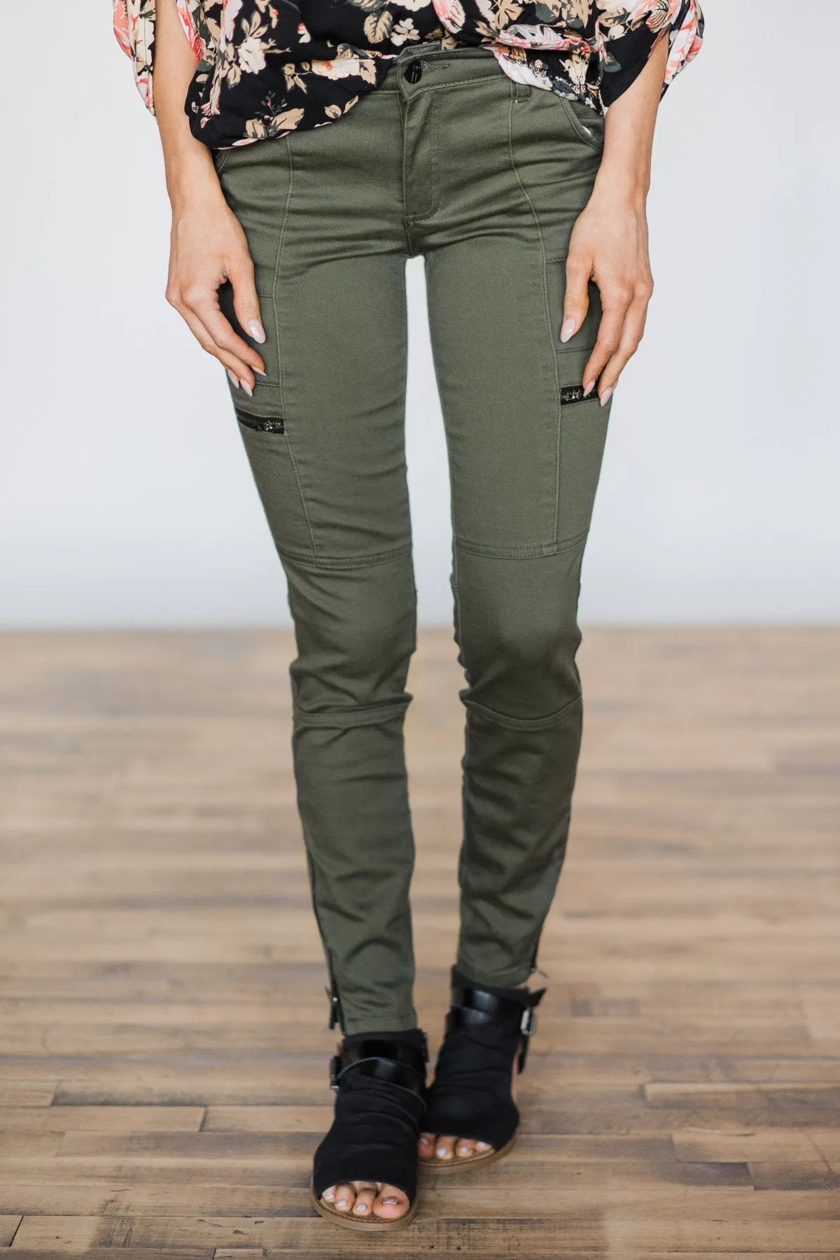 Olive Moto Pants