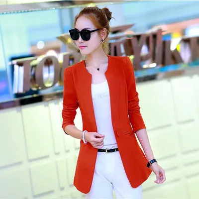 One Button Thin Women Blazer