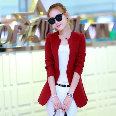 One Button Thin Women Blazer