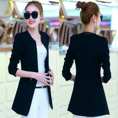 One Button Thin Women Blazer