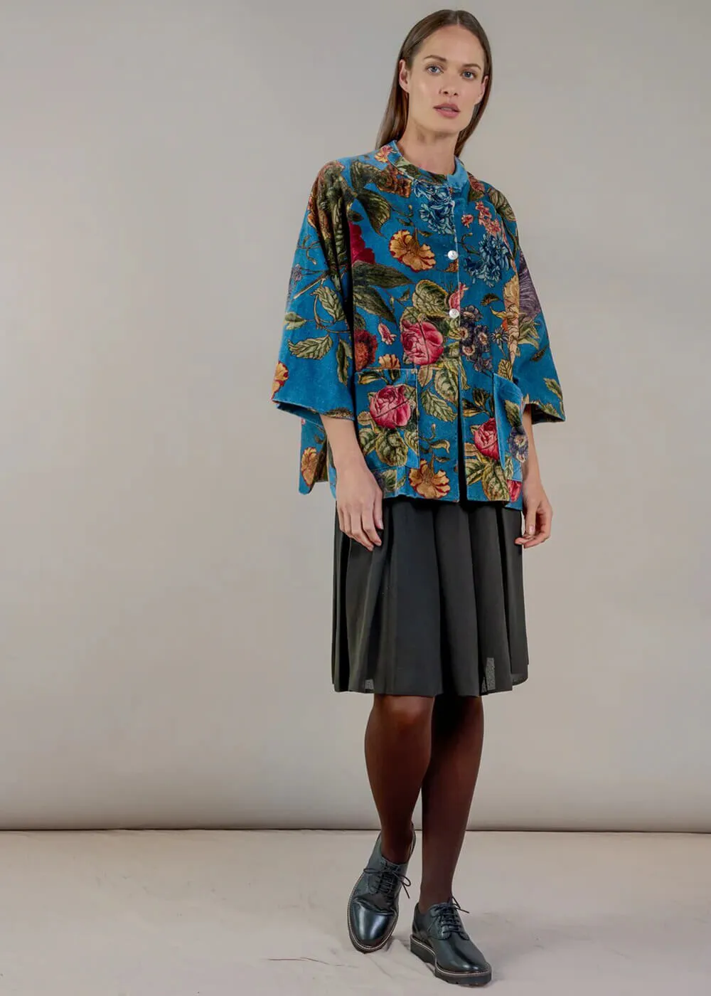 One Hundred Stars Primula Velvet Jacket in Teal