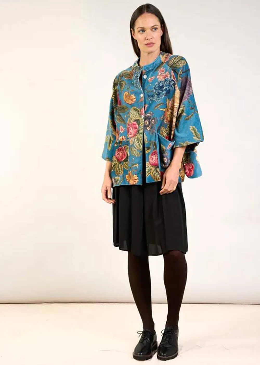 One Hundred Stars Primula Velvet Jacket in Teal