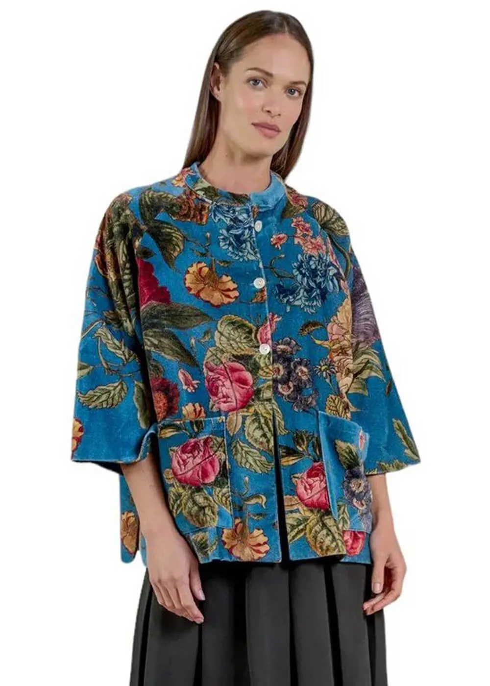 One Hundred Stars Primula Velvet Jacket in Teal