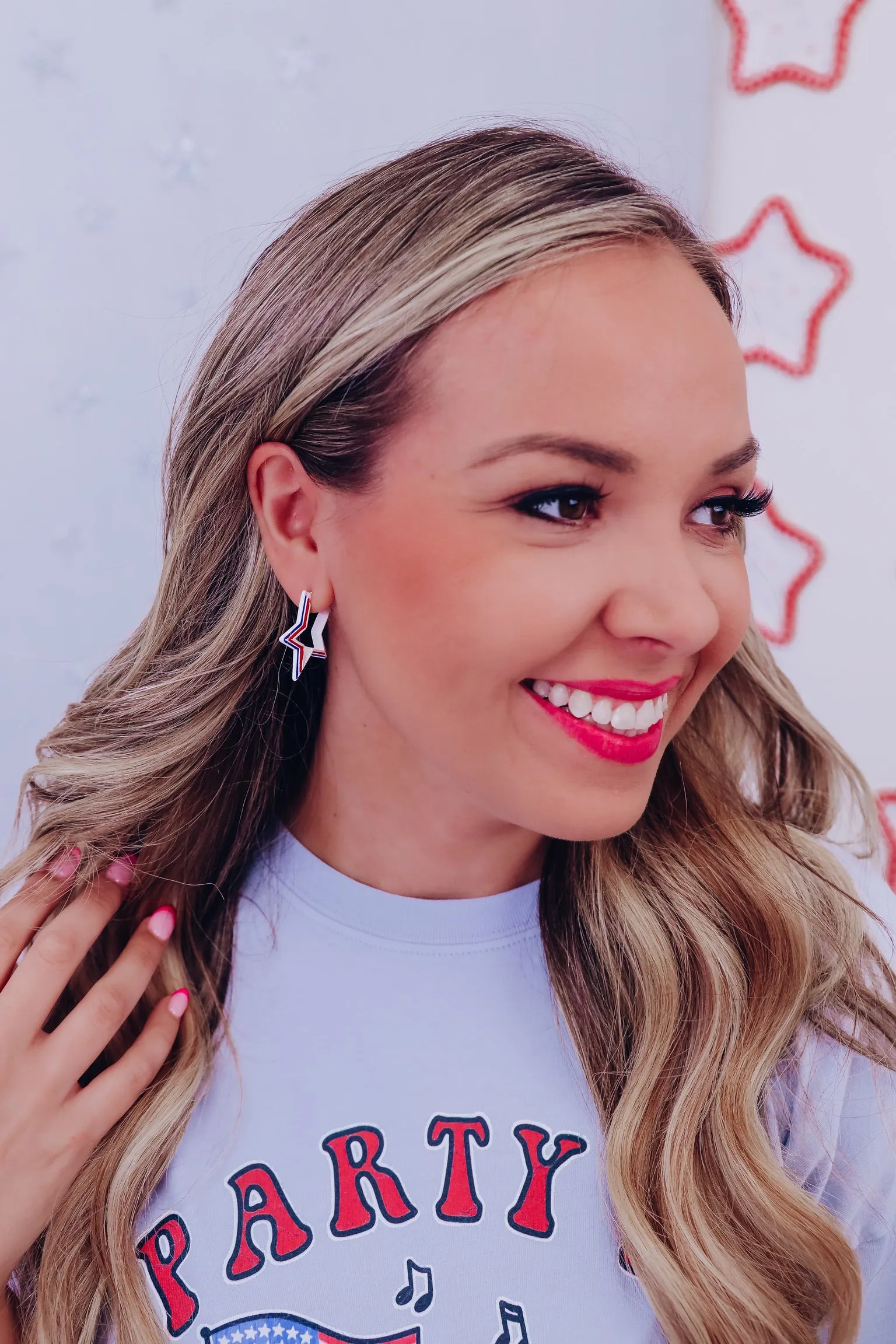 Open Star Hoop Earring - Multi