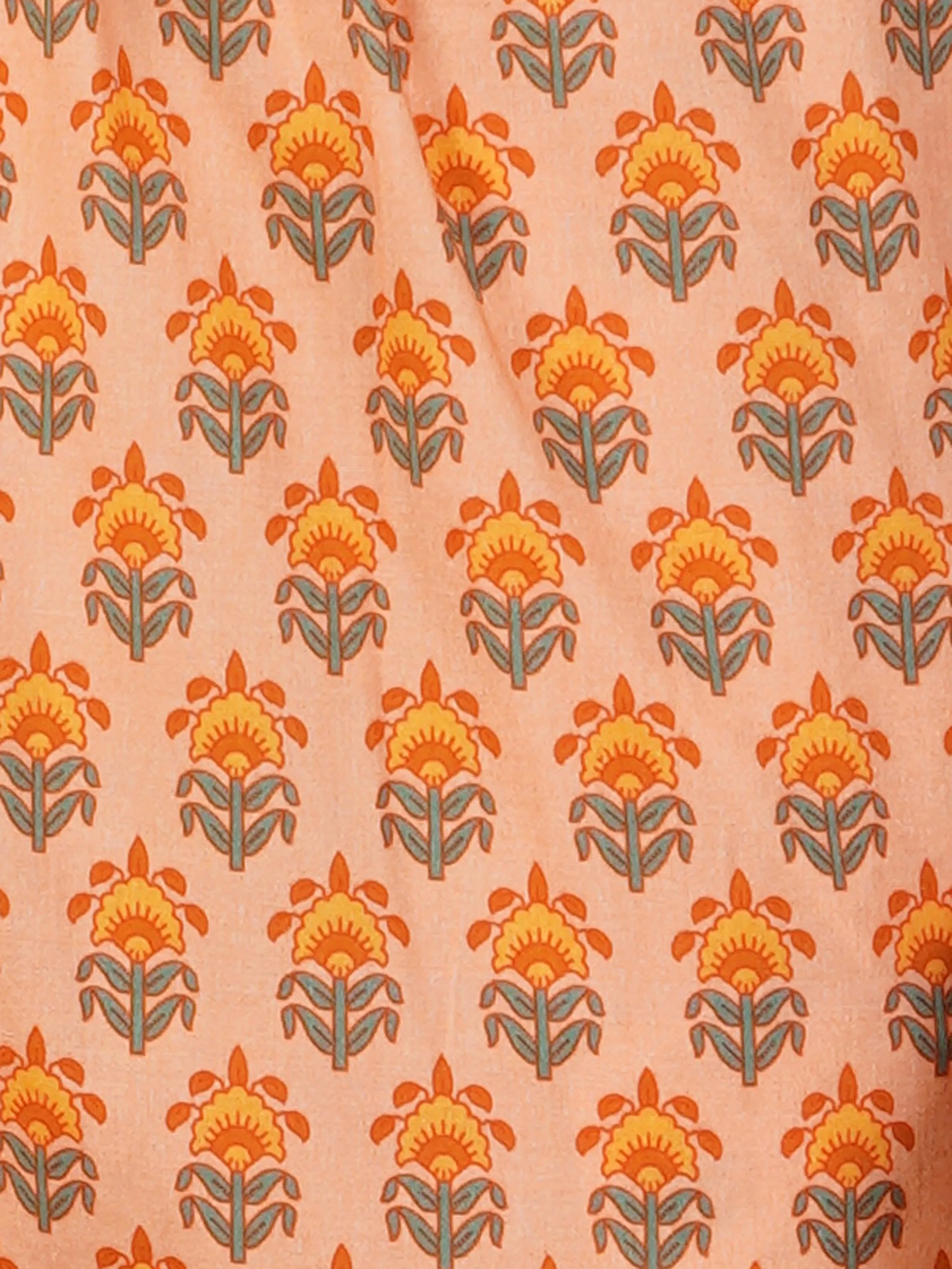 Orange floral motif printed capris