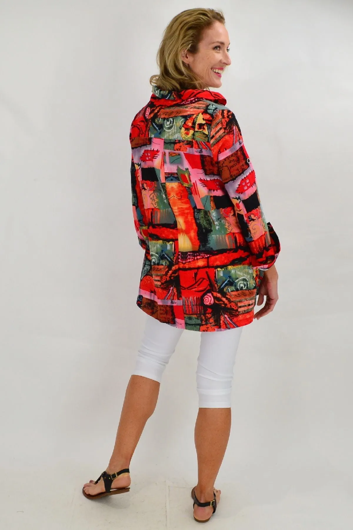 Orange Train High Collar Tunic Shirt