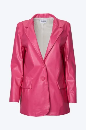 OVERSIZED SINGLE-BREASTED VEGAN LEATHER BLAZER