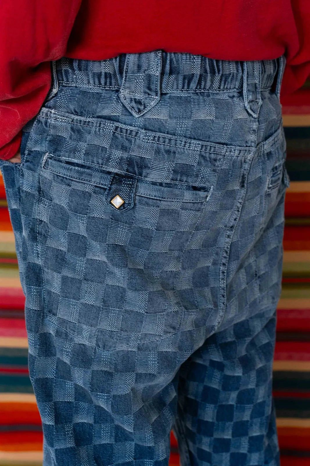 P75 Westerner Bell Bottoms Denim Checker Dakota Dobby Sunfaded Indigo