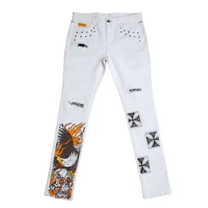 PAISLEY FRAY DENIM (WHITE)