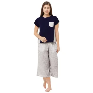 Panelled Top with Printed Culotte Set