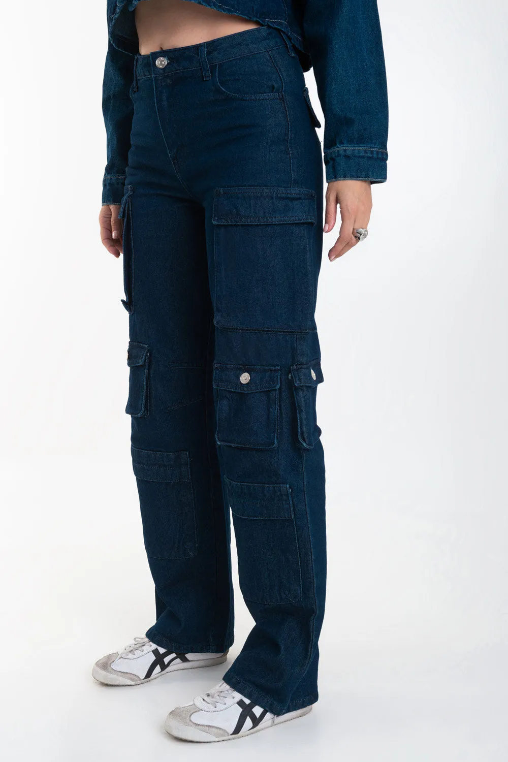 Pantalón de denim multipocket fit recto
