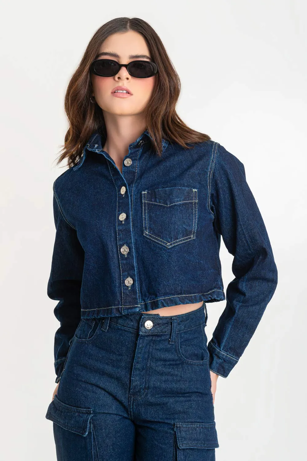 Pantalón de denim multipocket fit recto
