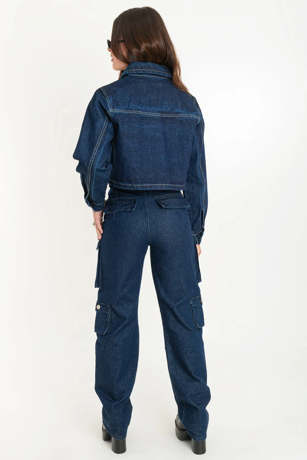 Pantalón de denim multipocket fit recto