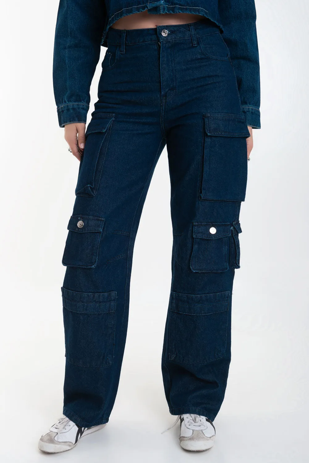 Pantalón de denim multipocket fit recto