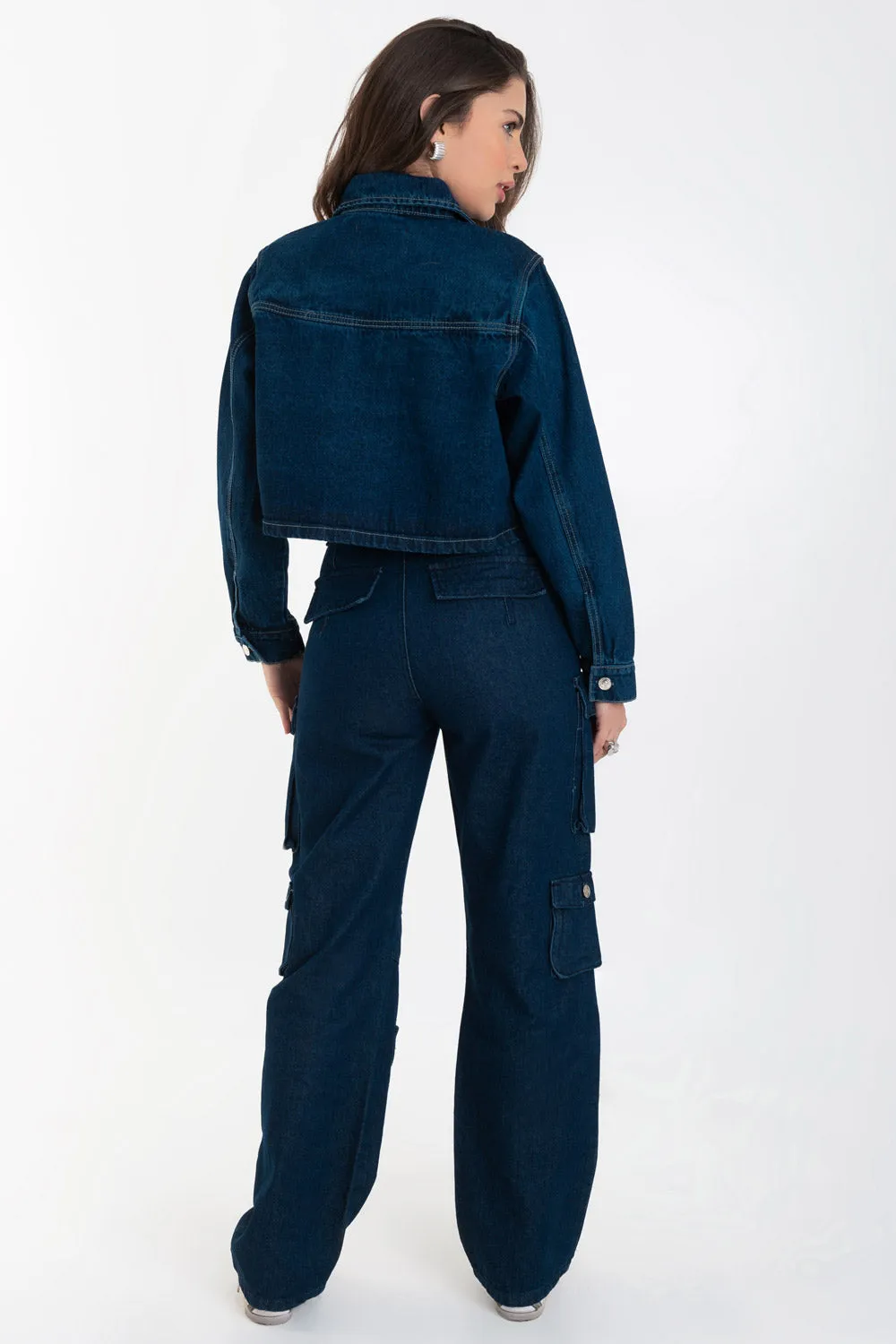 Pantalón de denim multipocket fit recto